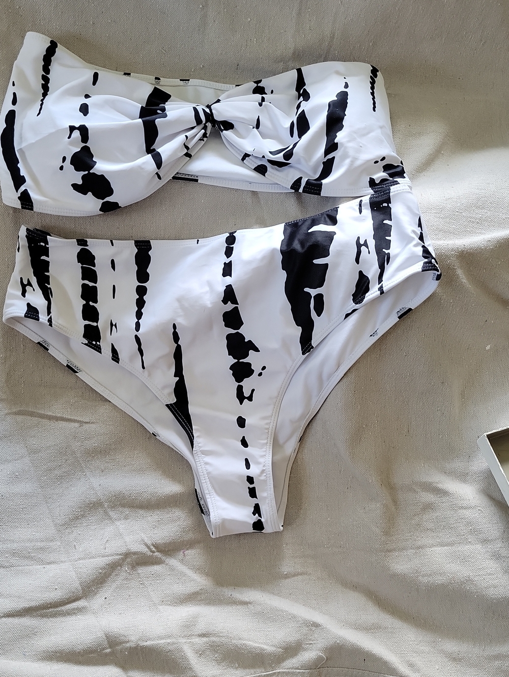 Shein Black & White Bandeau Bikini Set